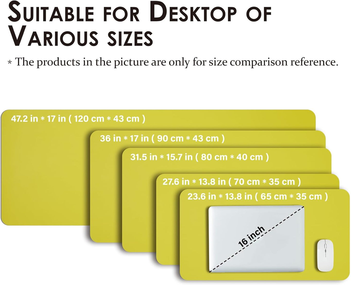 Leather Desk Mat - Non-Slip PU Pad for Office and Home Organization Accessories Ideal Large Mouse Mats on Top of Desks (Lemon Yellow,36''x 17'') (DPD-LY-L)