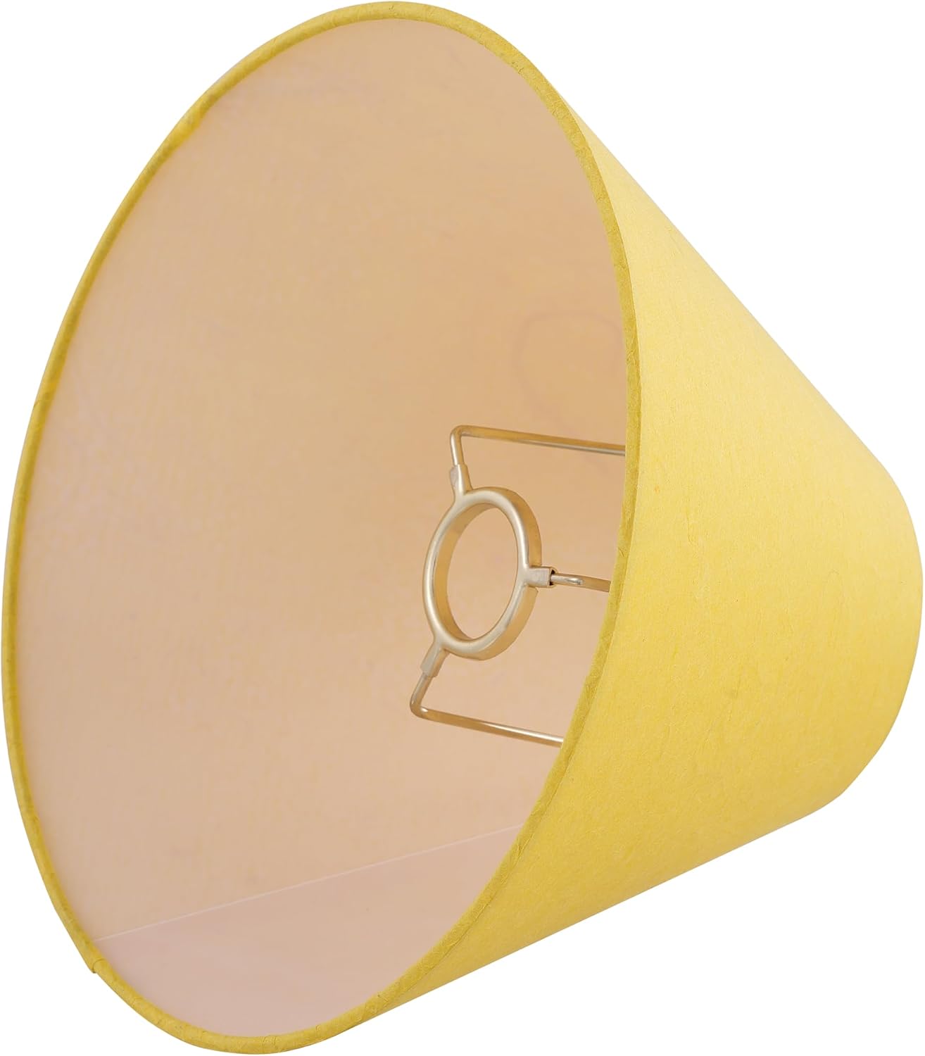 56045, Hardback Empire Transitional UNO Shade in Golden Yellow Washi Paper, 4" Top x 10" Bottom x 7" Slant, Slip UNO 36mm Table Lamp