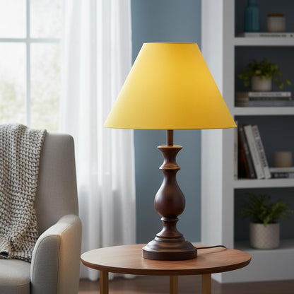 56045, Hardback Empire Transitional UNO Shade in Golden Yellow Washi Paper, 4" Top x 10" Bottom x 7" Slant, Slip UNO 36mm Table Lamp