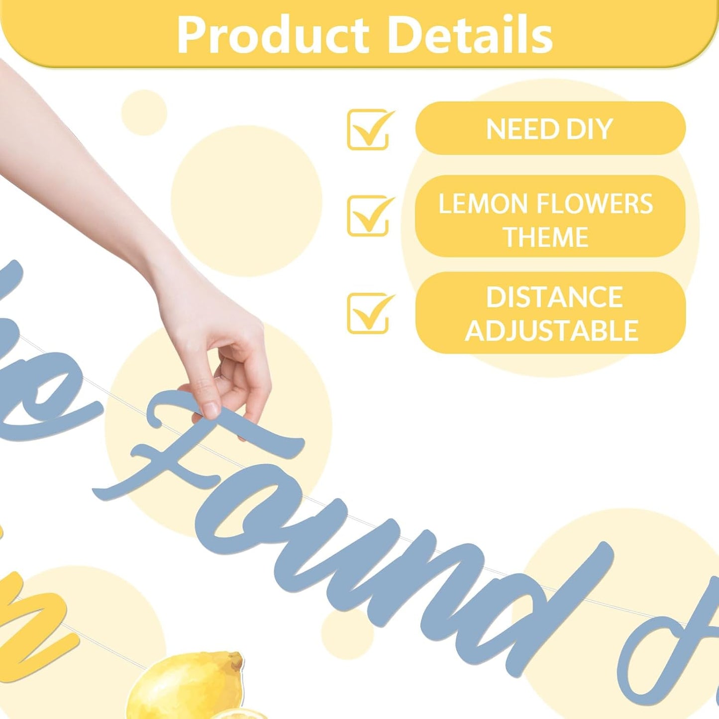 She Found Her Main Squeeze Banner Blue Floral Lemon Bridal Shower Decorations Citrus Diamond Ring Garland for Women Lemonade Bridal Shower Bachelorette Wedding Engagement Party Supplies