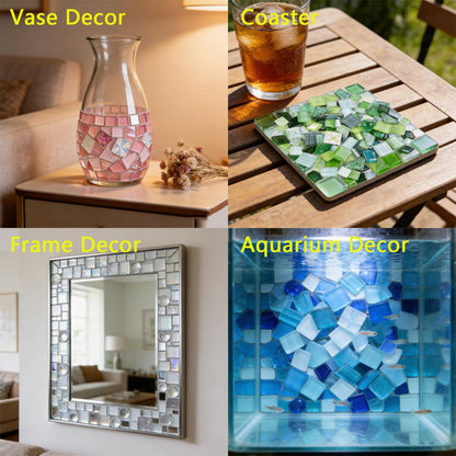 Mosaic Tiles,Glass Mosaic tile,Mosaic Glass Pieces,Glass Mosaic Tiles for Crafts Resin Art,Photo Frames,Vases,DIY lamps Candle Holders Kitchen Countertop Home Decor, 200g (Mixed-Gold Yellow)