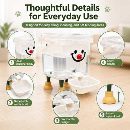 Smile Face Dog Cat Water Feeder Gravity Water Dispenser, 3L/5L Sizes | Transparent Gravity Water Bowl with PP Material, Small Large Cats Dogs, Use Indoor for All Pets (Yellow, 3L/101Oz)