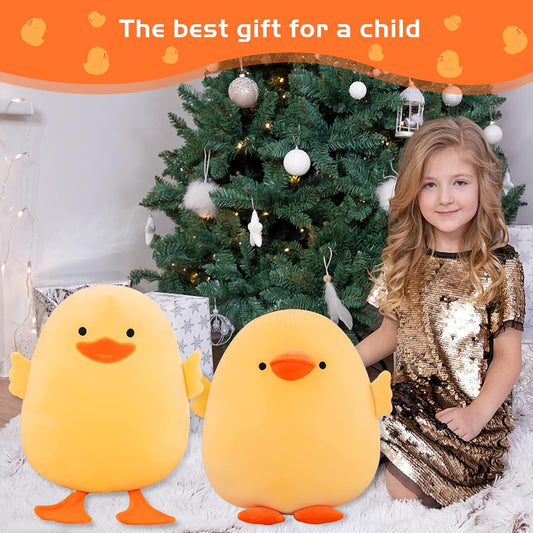 Plush Stuffed Animal Soft Toys Yellow Duck Stuff Short-Legged15.7in | Gifts for friends and children Christmas,cute yellow throw pillow ,Chubby, Little Duck