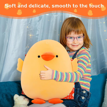 Plush Stuffed Animal Soft Toys Yellow Duck Stuff Short-Legged15.7in | Gifts for friends and children Christmas,cute yellow throw pillow ,Chubby, Little Duck