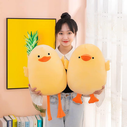 Plush Stuffed Animal Soft Toys Yellow Duck Stuff Short-Legged15.7in | Gifts for friends and children Christmas,cute yellow throw pillow ,Chubby, Little Duck