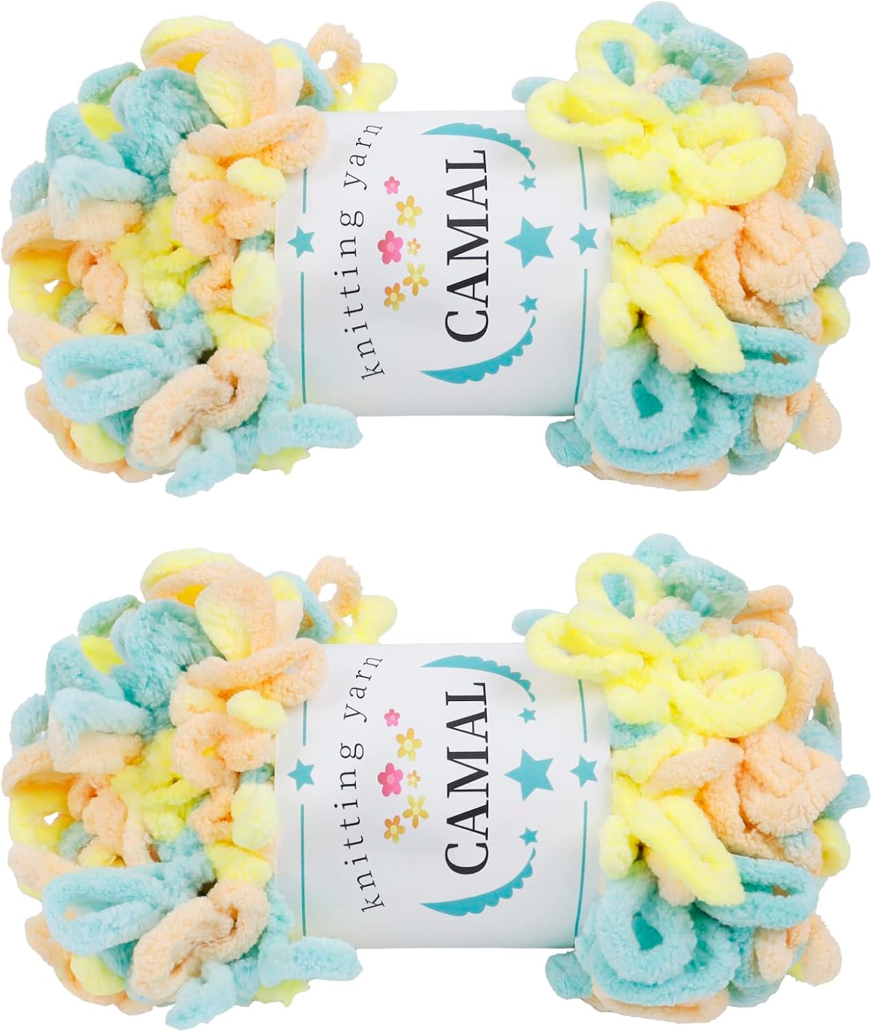 2 Pack Loop Yarn for Finger Knitting Soft Fluffy Finger Rainbow Yarn Chunky Chenille Plush Yarn for Crocheting Blanket, Rugs, Scarfs, DIY Handbags, Hand Crafts(Fresh Yellow)