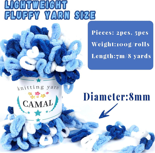 2 Pack Loop Yarn for Finger Knitting Soft Fluffy Finger Rainbow Yarn Chunky Chenille Plush Yarn for Crocheting Blanket, Rugs, Scarfs, DIY Handbags, Hand Crafts(Fresh Yellow)