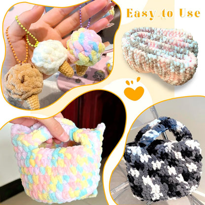 2 Pack Loop Yarn for Finger Knitting Soft Fluffy Finger Rainbow Yarn Chunky Chenille Plush Yarn for Crocheting Blanket, Rugs, Scarfs, DIY Handbags, Hand Crafts(Fresh Yellow)