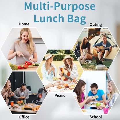 Lemon Fruits Pink Lunch Bag - Leak proof Reusable Lunch Box, Suitable for Picnicking, Office, Beach, Hiking, Insulated and Refrigerated Handbag - Suitable for Men and Women