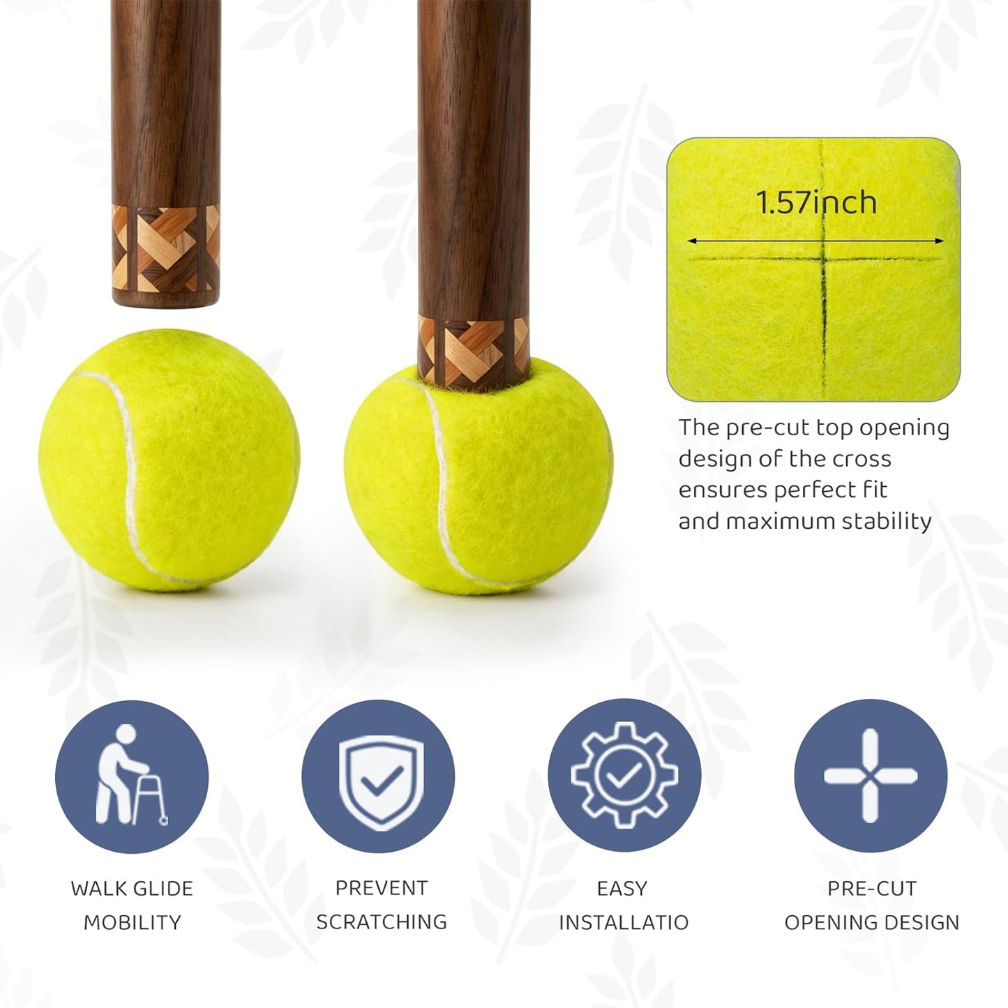 Walker Tennis Balls Precut Tennis Balls for Walkers 4PCS Walkers Legs Universal Precut Glide Balls, Heavy Duty Long Lasting Felt Pad Glide Coverings