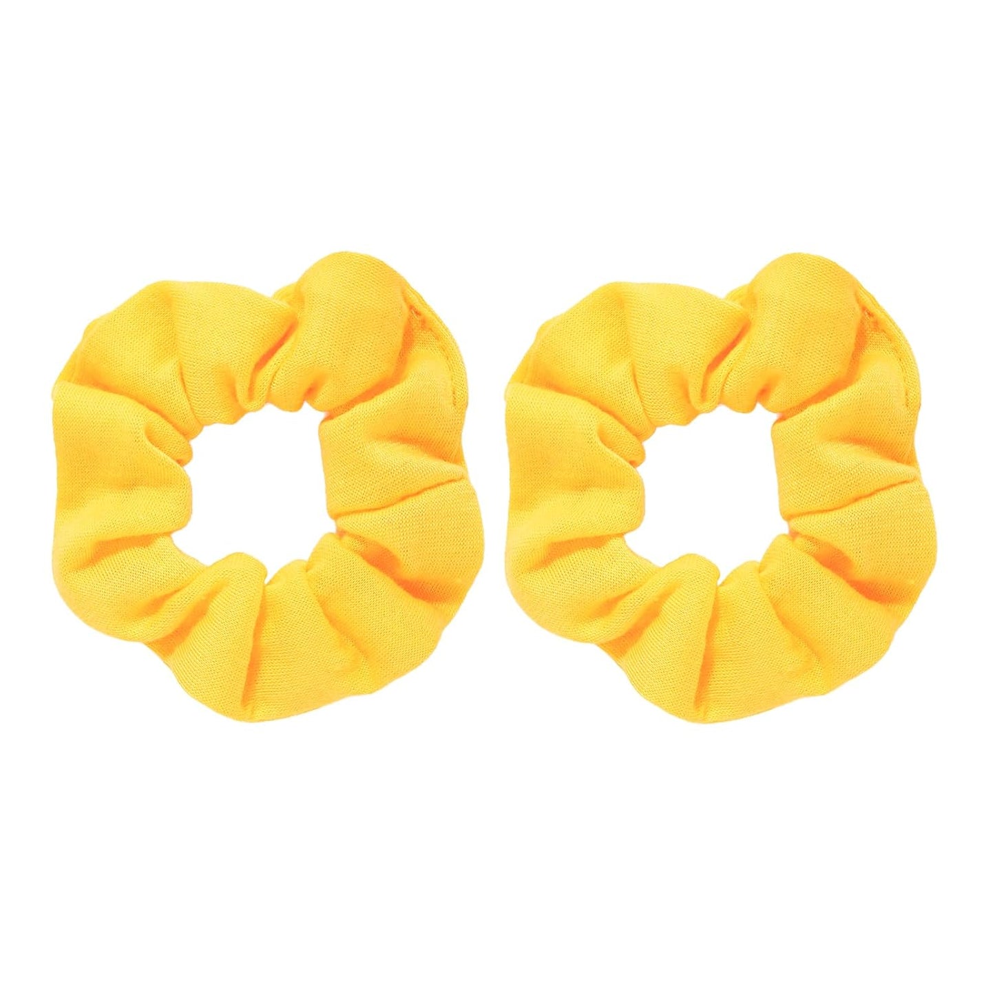 Yellow Hair Scrunchies, Soft Elastic Hair Ties for Women and Girls, No Damage Ponytail Holders for Daily Wear, Gym, Parties & Gifts, 2 Pack