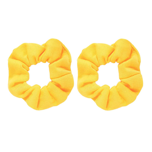 Yellow Hair Scrunchies, Soft Elastic Hair Ties for Women and Girls, No Damage Ponytail Holders for Daily Wear, Gym, Parties & Gifts, 2 Pack