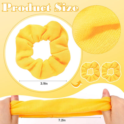 Yellow Hair Scrunchies, Soft Elastic Hair Ties for Women and Girls, No Damage Ponytail Holders for Daily Wear, Gym, Parties & Gifts, 2 Pack