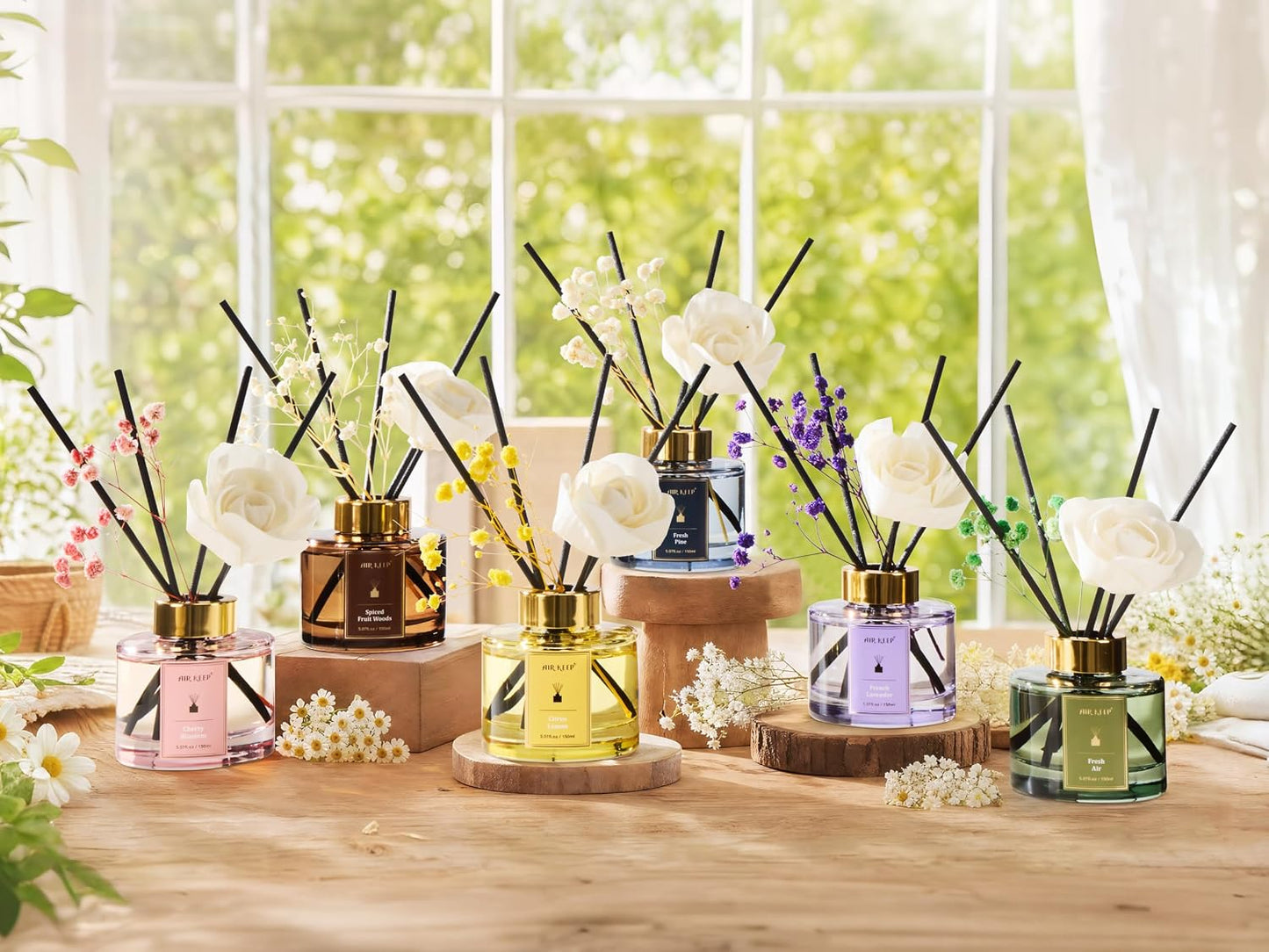 Flower Reed Diffuser Set, Citrus Lemon Diffuser Set, 5.07 Fl.oz (150ml), Home Fragrance, Bathroom, Bedroom & Home Décor, Air Freshener