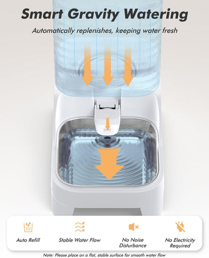 Automatic Dog Water Bowl Dispenser with Patented Faucet - 8L Large Gravity Cat Water Dispenser with Filter & Adjustable Base, Wide Mouth for Easy Clean, BPA-Free, Stainless Steel Pet Waterer for Pets