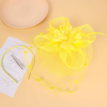 Fascinators Hats for Women Tea Party Hat Floral Feathers Mesh Headwear Lace Headband Veil Hair Clip Cocktail Wedding Church