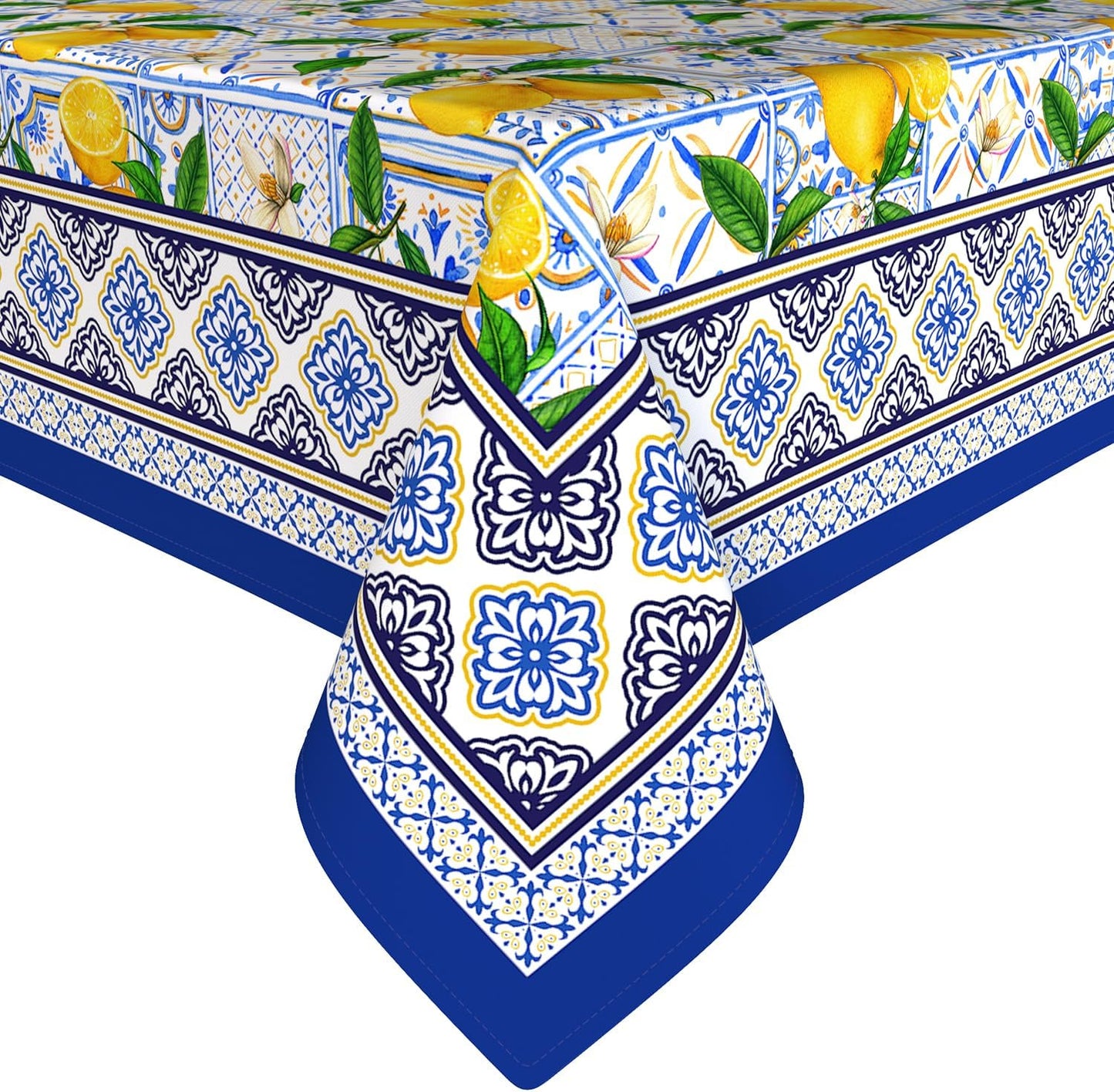 Small Square Tablecloth 52x52 Inch, Stain Resistant Wrinkle Free Card Table Tablecloth Summer Lemon Blue Square Table Cloth Cover for Dinner Party Picnic Decor