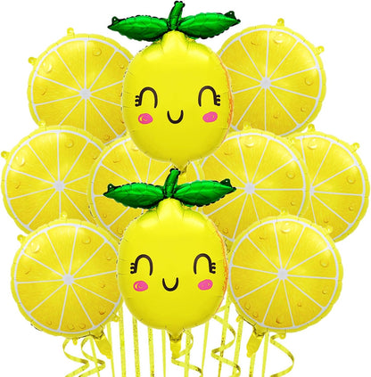 10Pcs Lemon Balloons Lemon Party Balloons Summer Fruit Lemon Foil Balloons for Lemon Party Decorations Summer Lemonade Bridal Shower Wedding Baby Shower Lemon Birthday Party Decorations