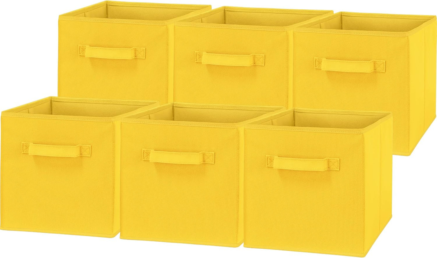 Foldable Cube Storage Bins, 11-Inch Yellow, 6-Pack Fabric Cubes Organizer for Closet or Shelves