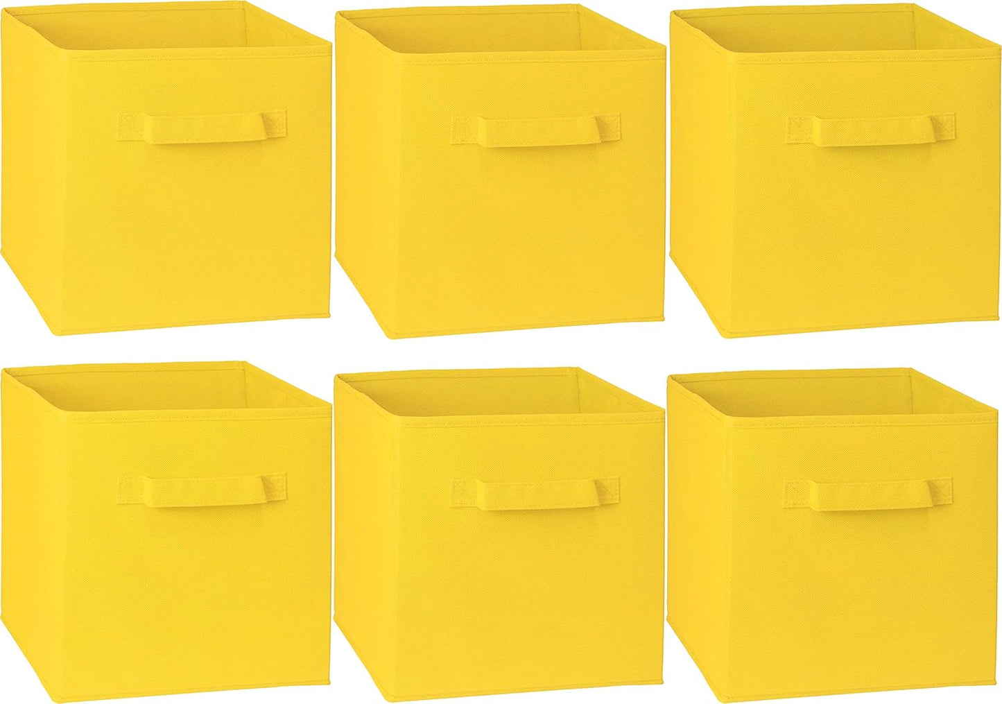 Foldable Cube Storage Bins, 11-Inch Yellow, 6-Pack Fabric Cubes Organizer for Closet or Shelves