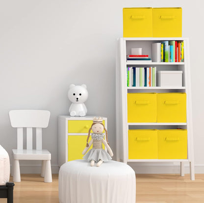 Foldable Cube Storage Bins, 11-Inch Yellow, 6-Pack Fabric Cubes Organizer for Closet or Shelves