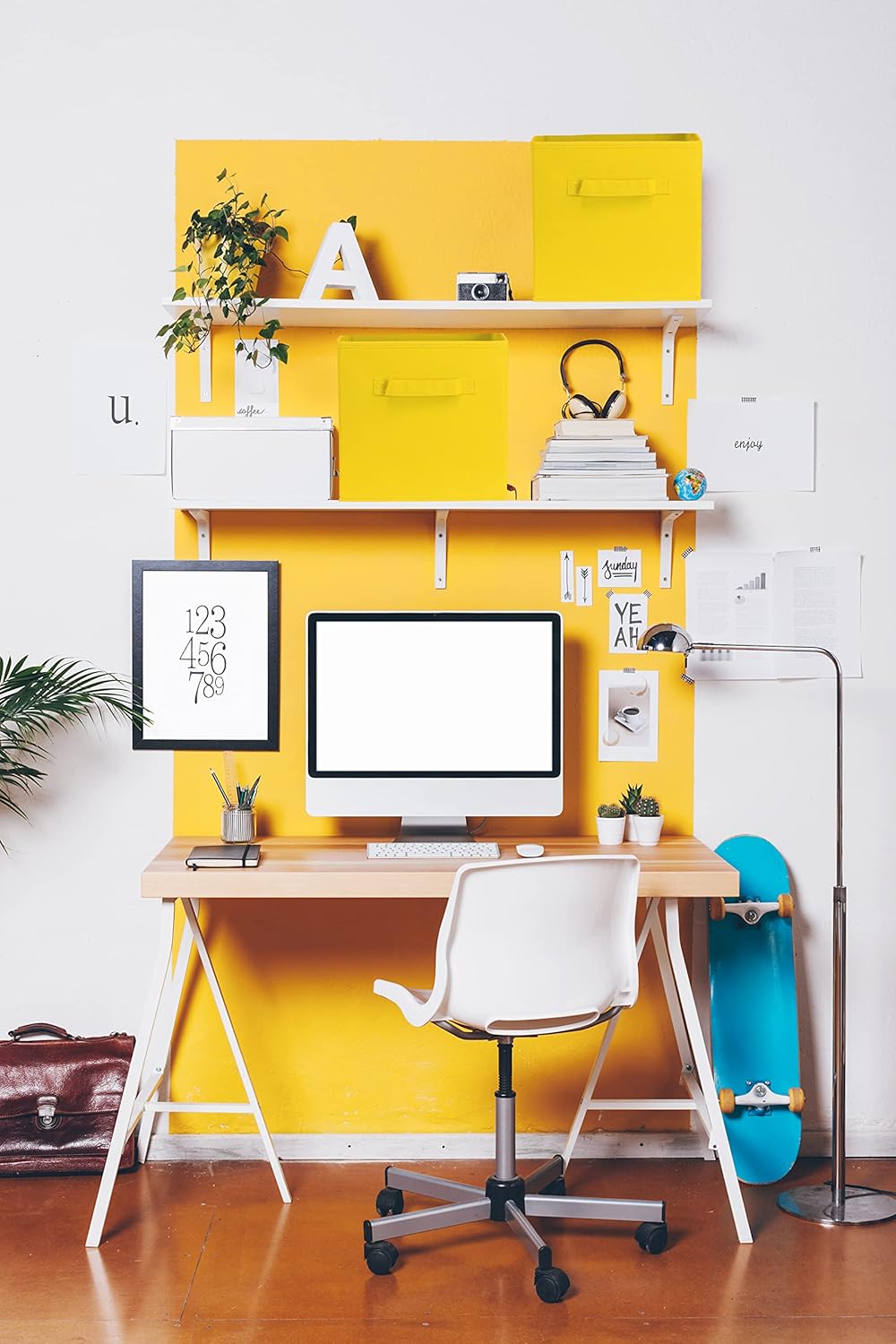Foldable Cube Storage Bins, 11-Inch Yellow, 6-Pack Fabric Cubes Organizer for Closet or Shelves