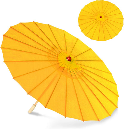 33" Yellow Nylon Decoration Handmade Parasol Umbrella Chinese Japanese Asian DIY Art Dance Classical Umbrella for Wedding Parties Photography Costumes Cosplay (1 PCS Yellow)