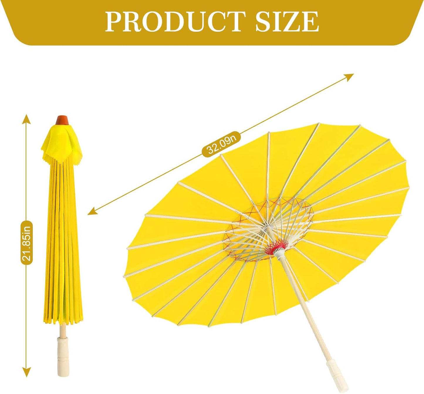 33" Yellow Nylon Decoration Handmade Parasol Umbrella Chinese Japanese Asian DIY Art Dance Classical Umbrella for Wedding Parties Photography Costumes Cosplay (1 PCS Yellow)