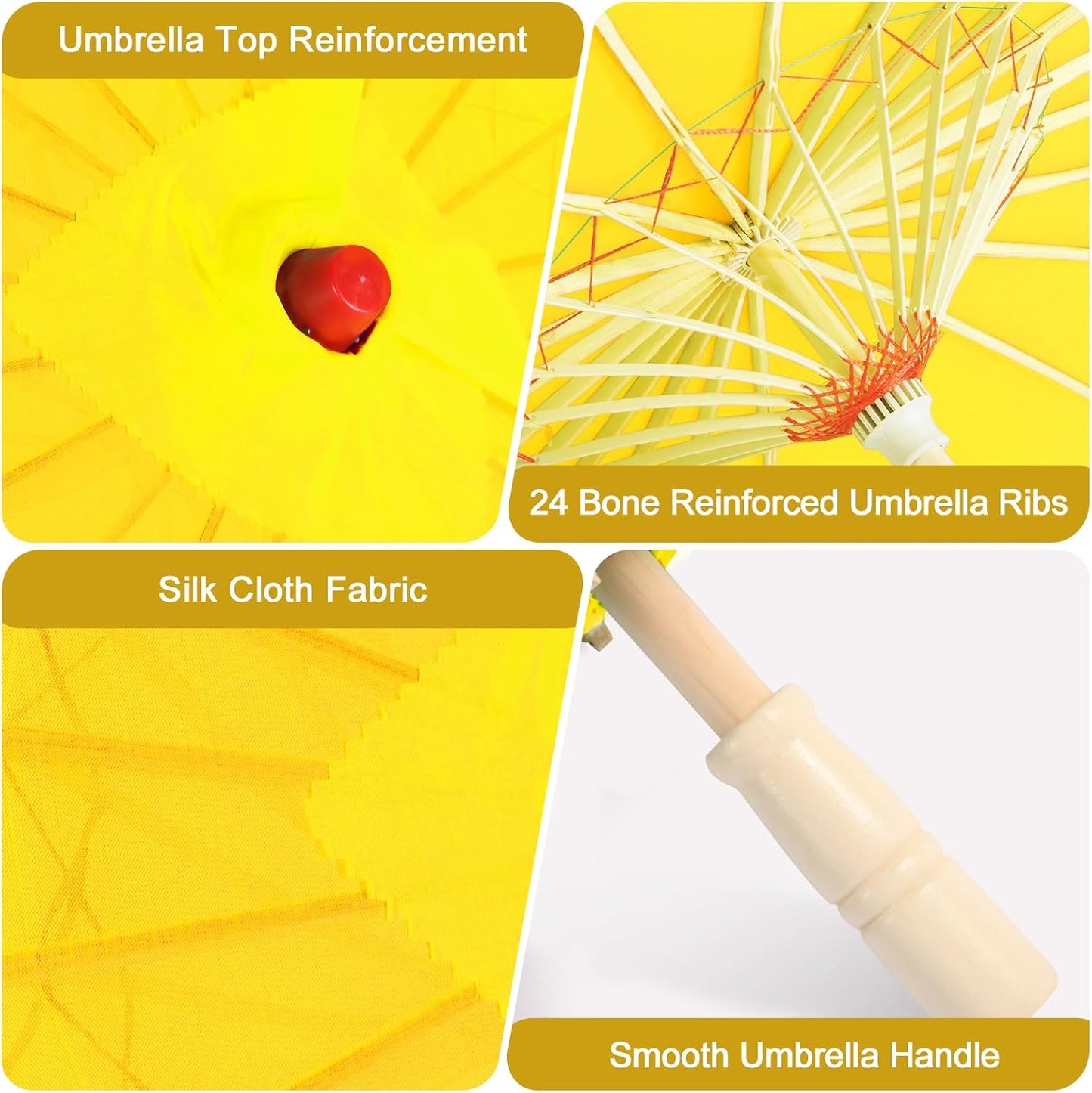 33" Yellow Nylon Decoration Handmade Parasol Umbrella Chinese Japanese Asian DIY Art Dance Classical Umbrella for Wedding Parties Photography Costumes Cosplay (1 PCS Yellow)