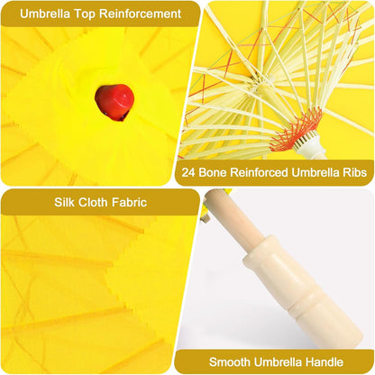 33" Yellow Nylon Decoration Handmade Parasol Umbrella Chinese Japanese Asian DIY Art Dance Classical Umbrella for Wedding Parties Photography Costumes Cosplay (1 PCS Yellow)