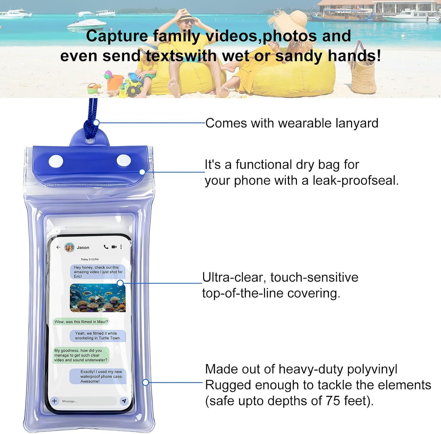5 Pack 8.6" Multicolor Floating Waterproof Phone Pouch, IP68 Airbag Case with 3-Layer Ziplock, Clear Dry Bag with Lanyard for Beach, Swimming, Cruise Essentials for iPhone 17 16 Pro Max,Samsung