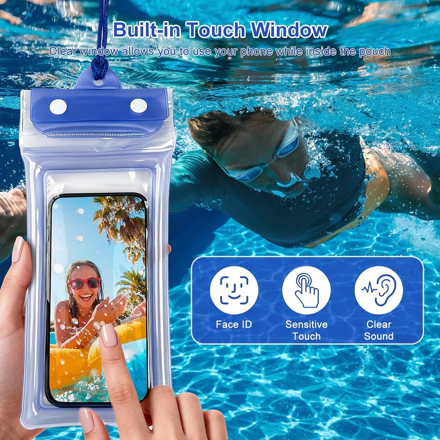5 Pack 8.6" Multicolor Floating Waterproof Phone Pouch, IP68 Airbag Case with 3-Layer Ziplock, Clear Dry Bag with Lanyard for Beach, Swimming, Cruise Essentials for iPhone 17 16 Pro Max,Samsung
