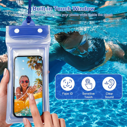 5 Pack 8.6" Multicolor Floating Waterproof Phone Pouch, IP68 Airbag Case with 3-Layer Ziplock, Clear Dry Bag with Lanyard for Beach, Swimming, Cruise Essentials for iPhone 17 16 Pro Max,Samsung