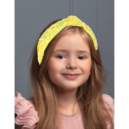 Sequin Knotted Headband for Women Sparkle Wide Headband Knot Hair Bands Accessories Cute Little Girl Headbands Princess Glitter Girls Hair Accessories (Yellow)