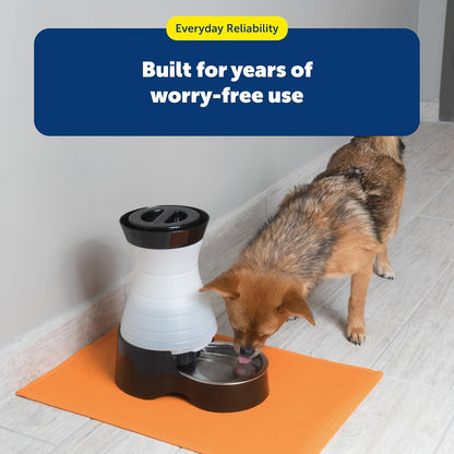 Healthy Pet Water Station, 128 oz, Stainless Steel Bowl, Medium | Gravity-Fed Pet Water Fountain Keeps Cats or Small Dogs Hydrated, Stainless Steel Bowl Is Dishwasher Safe