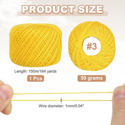 Crochet Thread Pearl Cotton Size 3 Yellow Pearl 164 Yards for Crocheting Tatting Knitting Embroidery Sewing