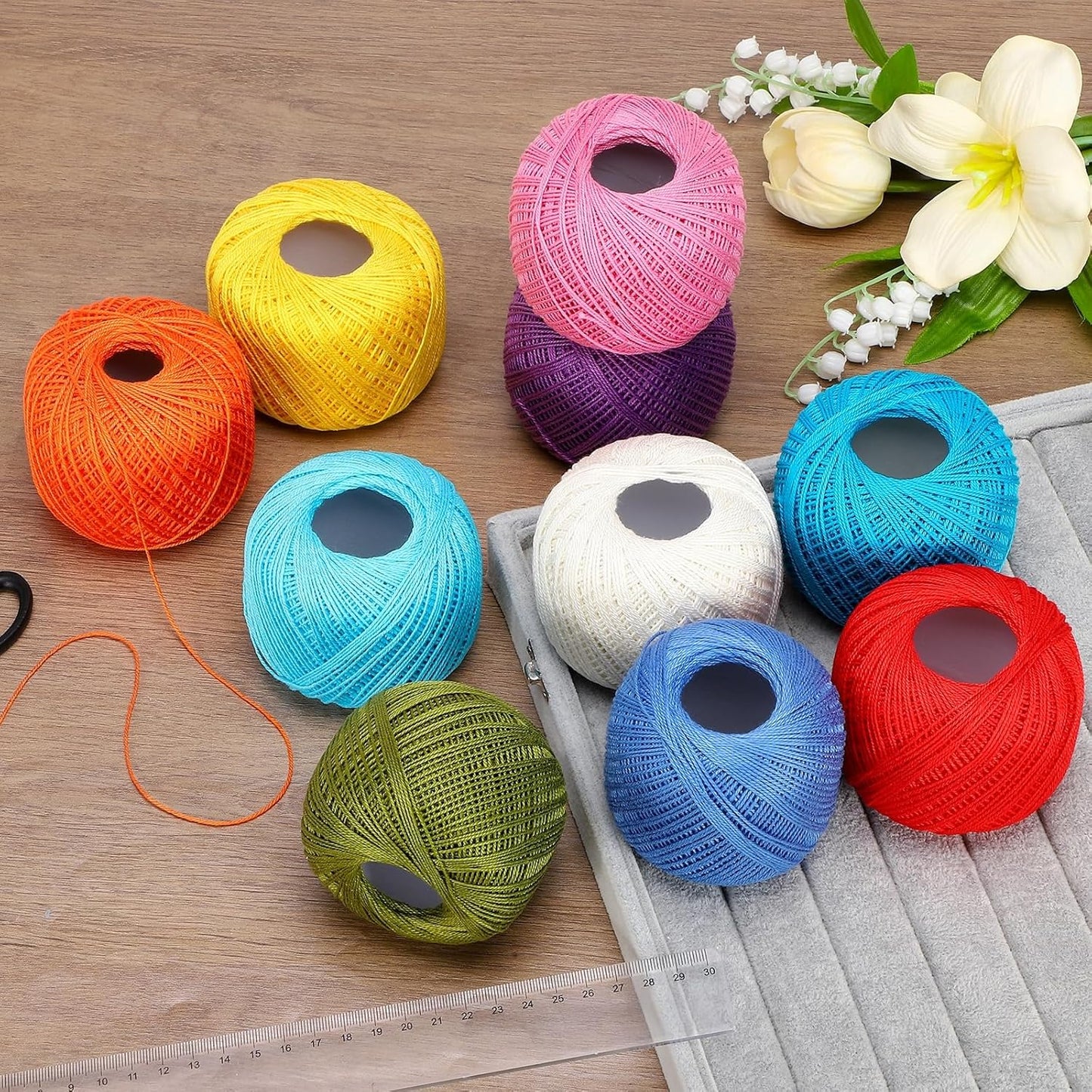 Crochet Thread Pearl Cotton Size 3 Yellow Pearl 164 Yards for Crocheting Tatting Knitting Embroidery Sewing