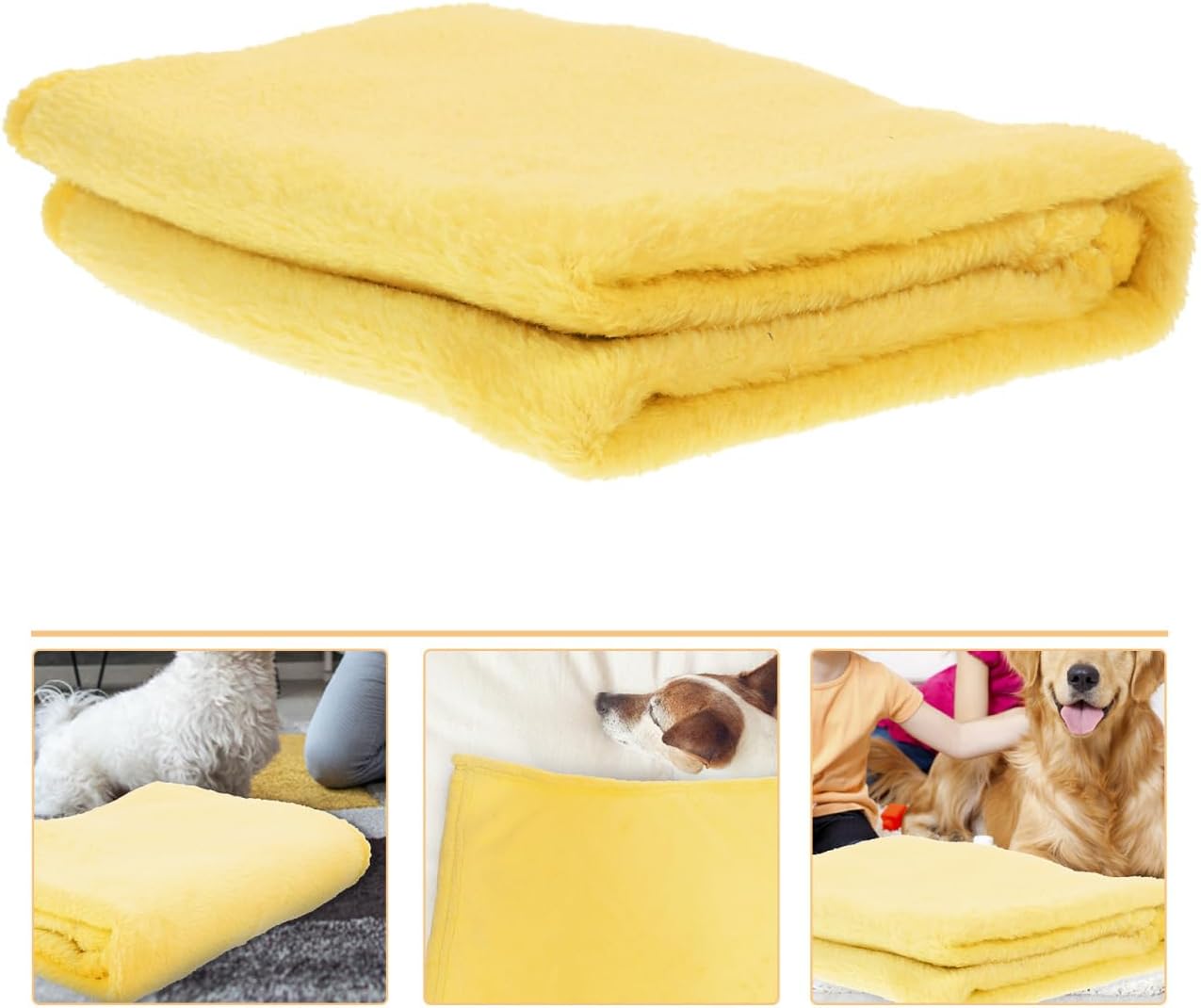 Soft Puppy Yellow Flannel Fleece Blanket, Pet Dog Blanket, Cozy Lightweight Solid Throw for Small-Medium Dogs Cats, Doggy Sleeping Mat, 27.55x19.68 Inch