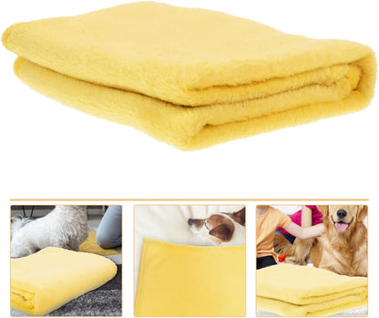 Soft Puppy Yellow Flannel Fleece Blanket, Pet Dog Blanket, Cozy Lightweight Solid Throw for Small-Medium Dogs Cats, Doggy Sleeping Mat, 27.55x19.68 Inch