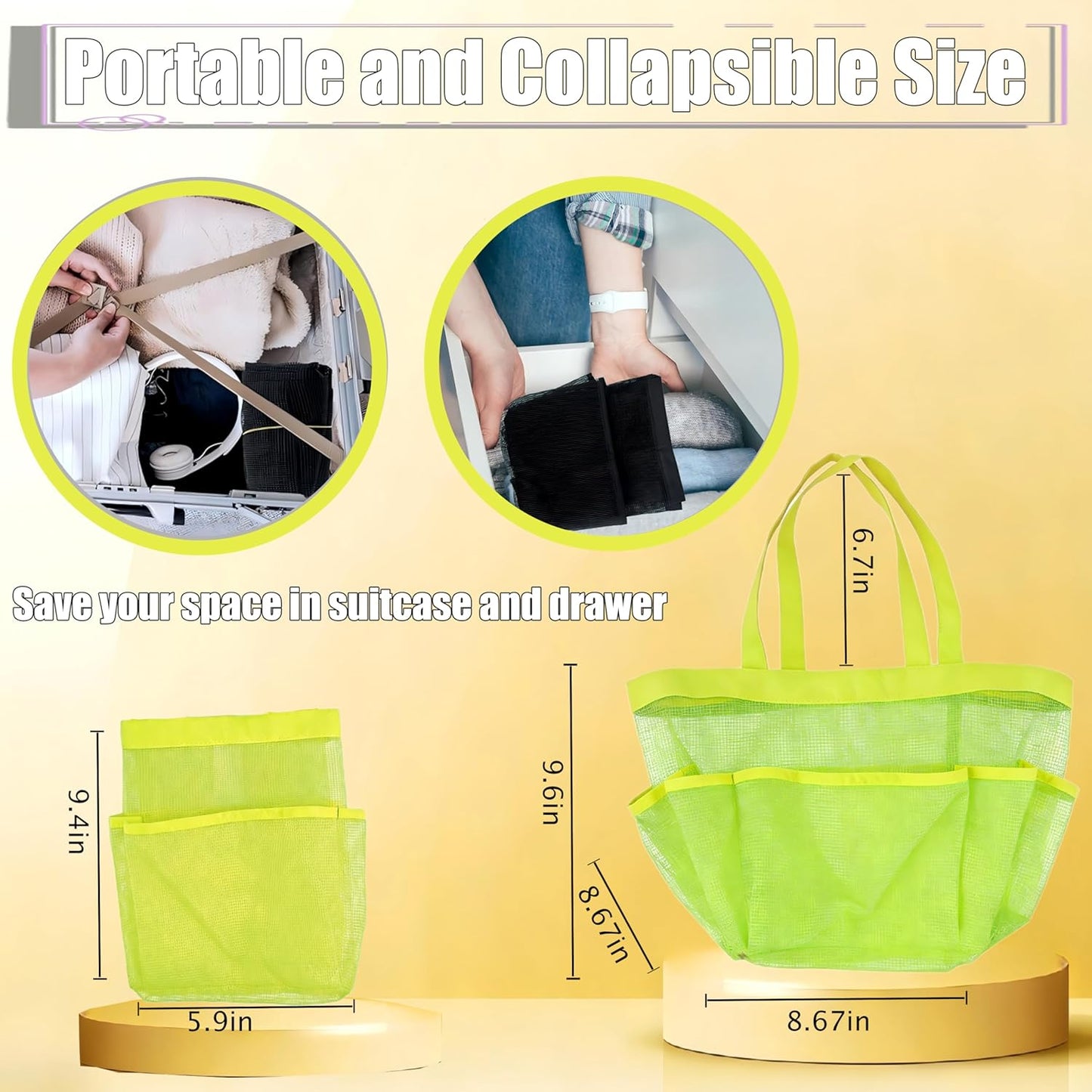 Mesh Shower Caddy Portable, Quick Dry Hanging Shower Tote Bag for College Dorm Room Essentials, Large Capacity Caddy Dorm for Bathroom Gym Swimming