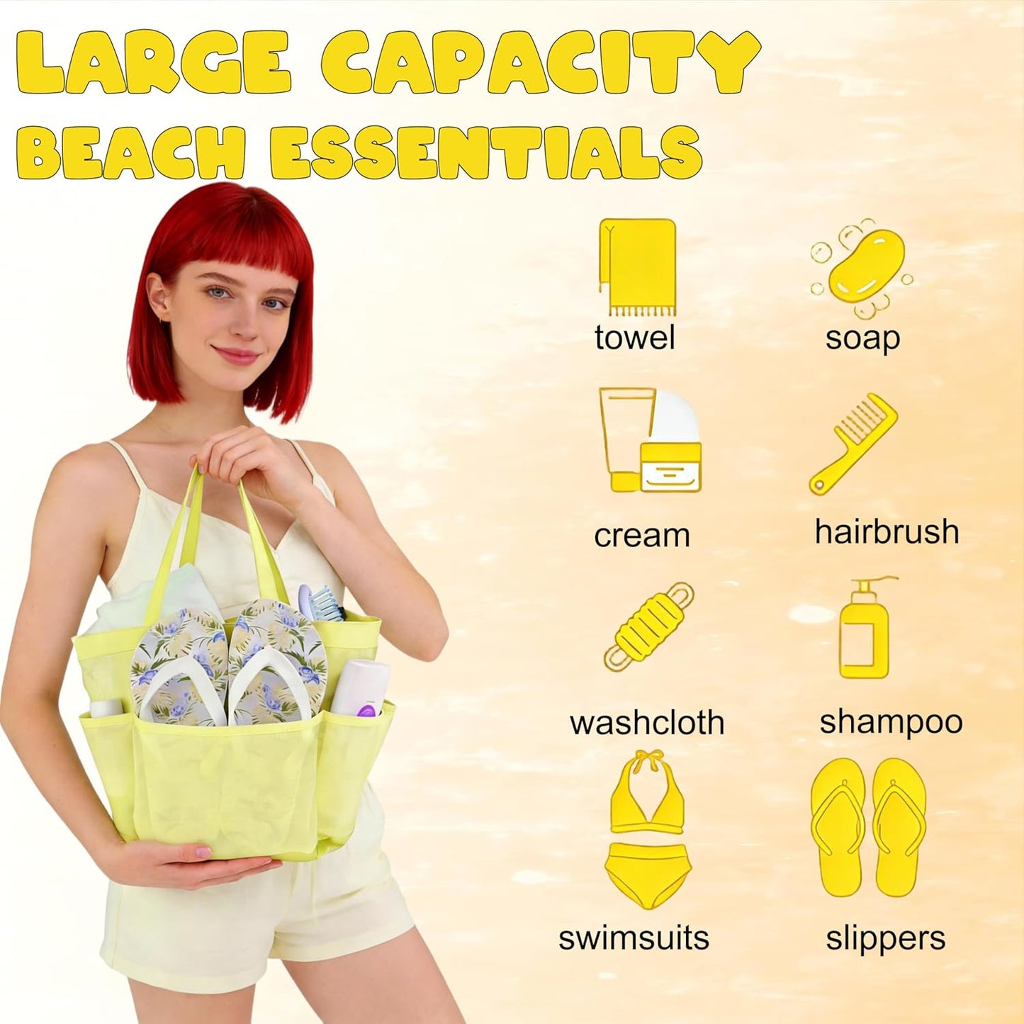 Mesh Shower Caddy Portable, Quick Dry Hanging Shower Tote Bag for College Dorm Room Essentials, Large Capacity Caddy Dorm for Bathroom Gym Swimming