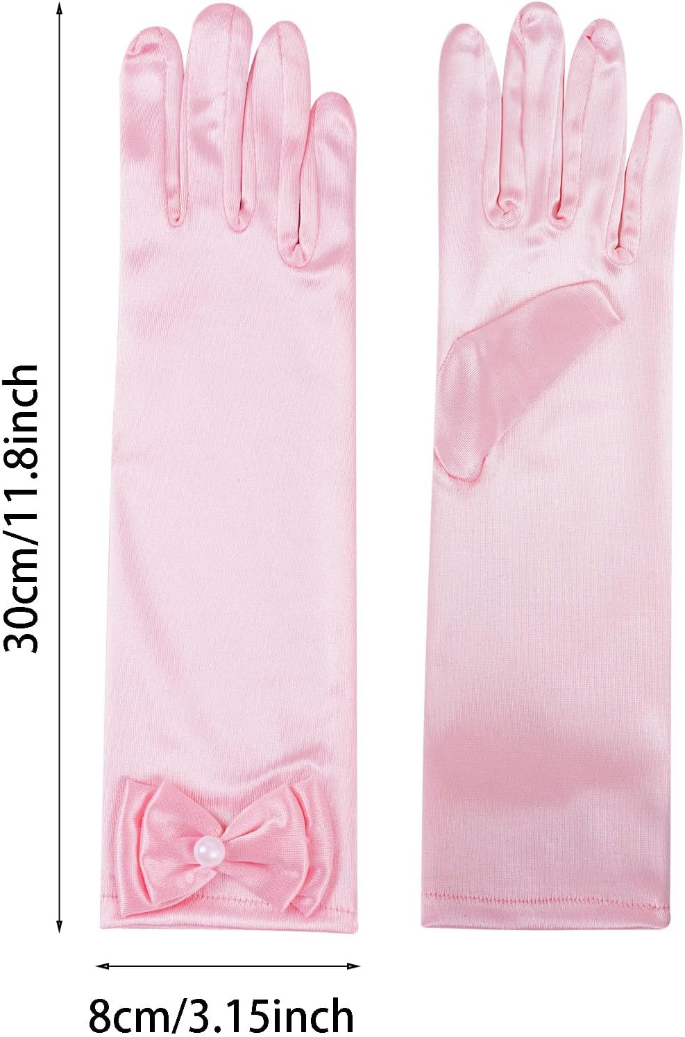 4 Pairs Satin Princess Gloves,Pearl Long Stain Gloves for Wedding Birthday First Communion Theme Party and Banquet