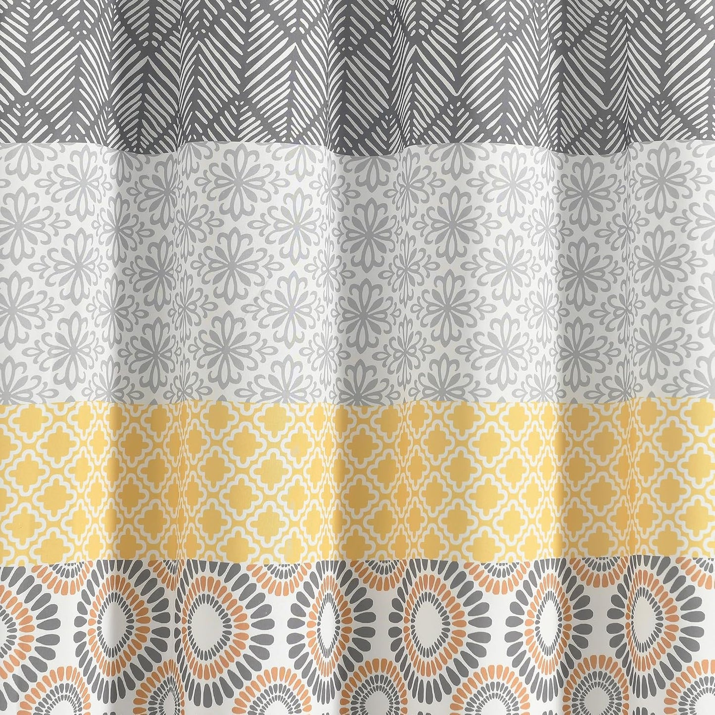 Bohemian Stripe Shower Curtain, 72" W x 72" L, Yellow & Gray - Bathroom Curtain - Striped Shower Curtain - Boho Decor - Fabric Shower Curtains