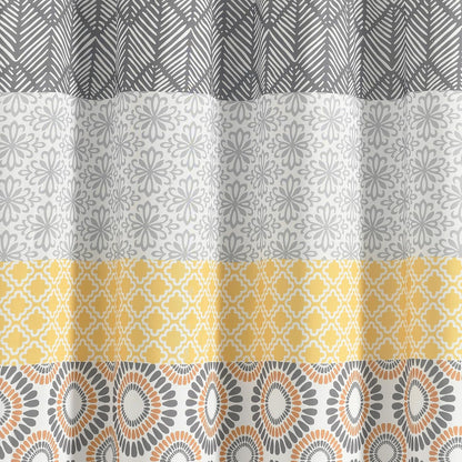 Bohemian Stripe Shower Curtain, 72" W x 72" L, Yellow & Gray - Bathroom Curtain - Striped Shower Curtain - Boho Decor - Fabric Shower Curtains