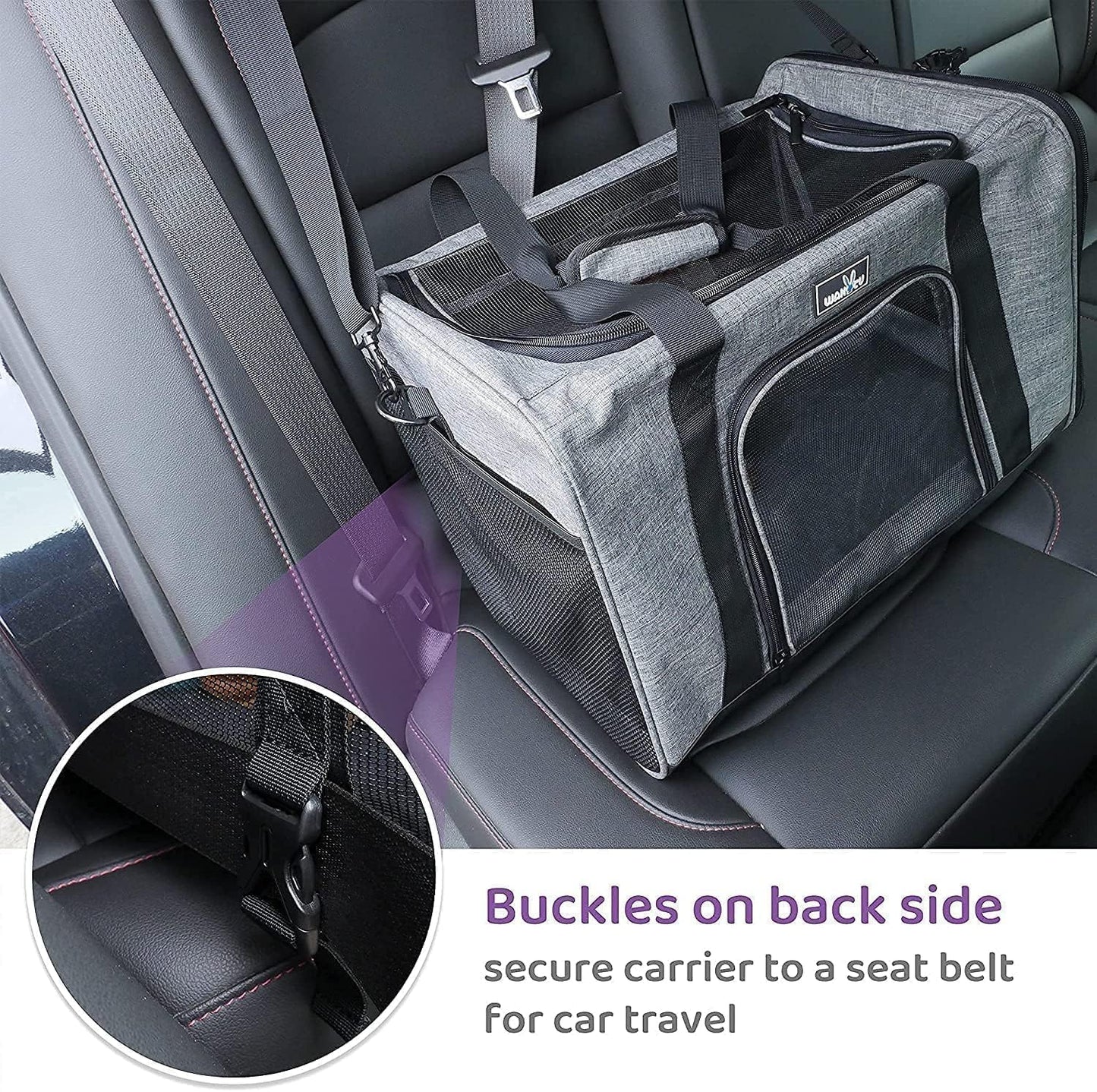 Wakytu TSA & Airline Approved Soft Pet Carrier for Cats/Dogs,17.7x11x8.3 | 3 entrances & 5 vents, waterproof rip-stop, anti-escape locks, padded strap,plane underseat,cat dog carrier