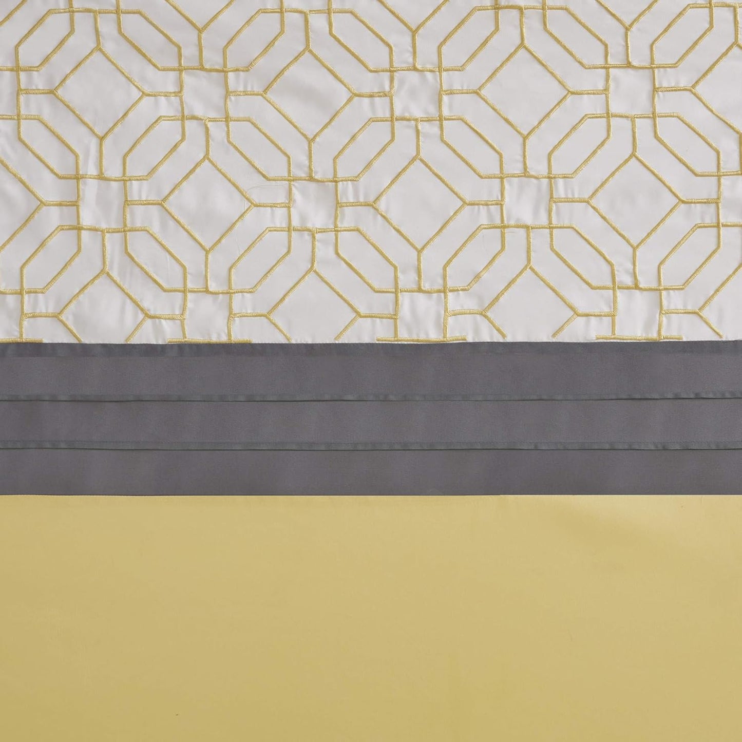 Shower Curtain, Geometric Textured Embroidery Design with Built-in Liner, Modern Mid-Century Bathroom Decor, Machine Washable, Fabric Privacy Screen, 72x72,Donnell, Yellow/Grey
