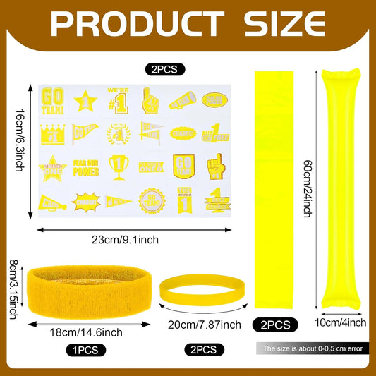 72 Pcs Yellow Spirit Wear Boys Camp Color War Accessories Team Spirit Day Accessories Spirits Bundles Colored Stuff Field Supplies Camp Game Color Items Crazy Hair Wig for Sport