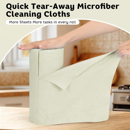 Matthew Microfiber Cleaning Cloth Roll 72Pack (12" x 12") Reusable Paper Towels&Washable Tear Away Towels,Ultra Water Absorbent Lint&Streak Free Cleaning Rags for Glass,Dishwash,Bathroom,Cars-Yellow