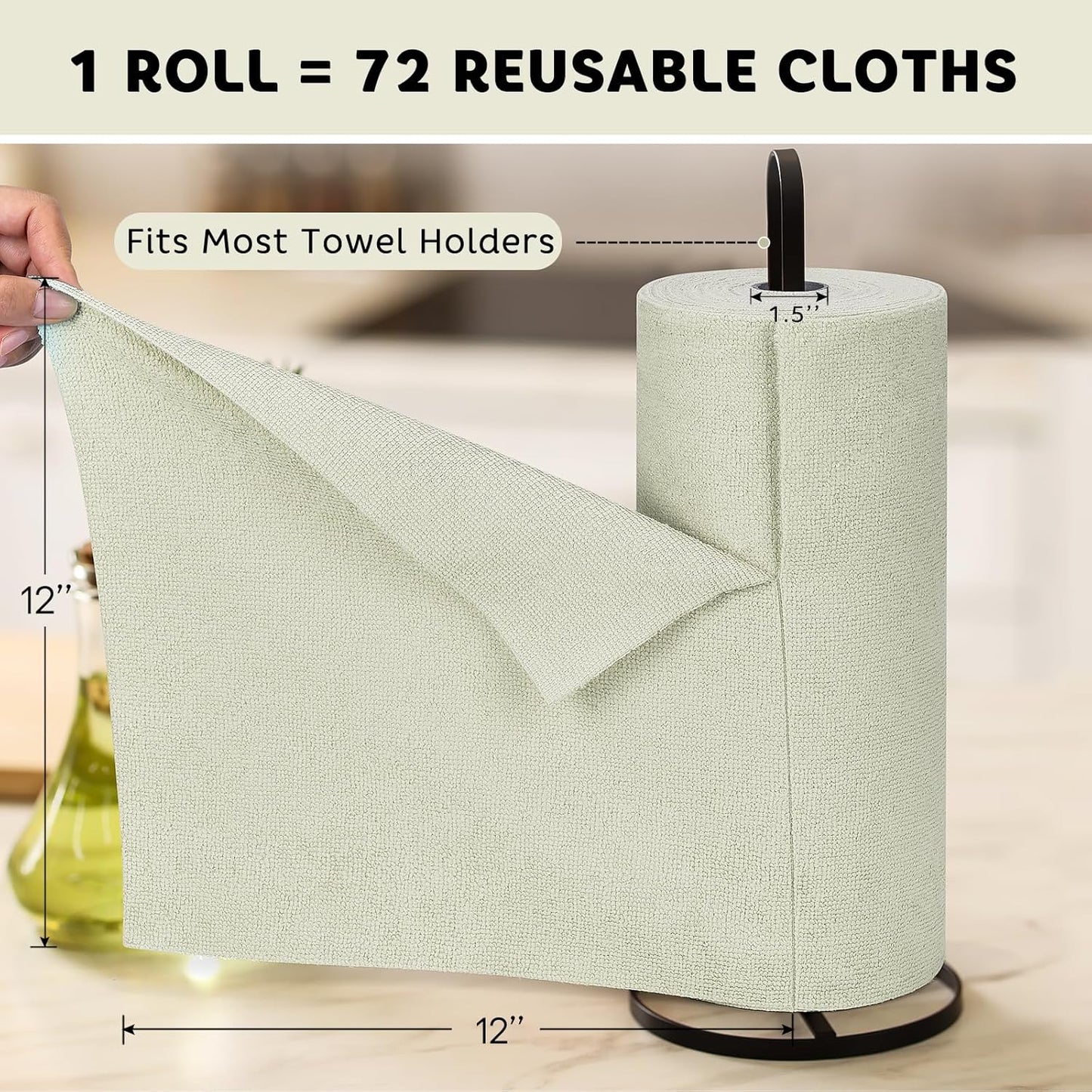 Matthew Microfiber Cleaning Cloth Roll 72Pack (12" x 12") Reusable Paper Towels&Washable Tear Away Towels,Ultra Water Absorbent Lint&Streak Free Cleaning Rags for Glass,Dishwash,Bathroom,Cars-Yellow