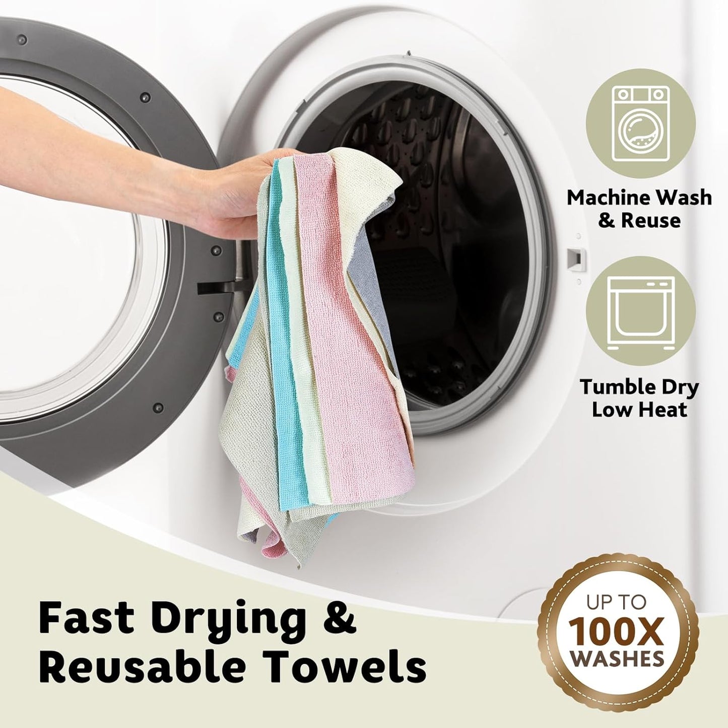 Matthew Microfiber Cleaning Cloth Roll 72Pack (12" x 12") Reusable Paper Towels&Washable Tear Away Towels,Ultra Water Absorbent Lint&Streak Free Cleaning Rags for Glass,Dishwash,Bathroom,Cars-Yellow